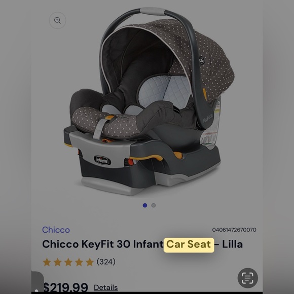Car seat Chicco Gray and Black Infant Car Seat - Picture 1 of 7